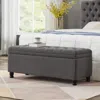 Streamdale Furniture Streamdale Gray Linen Storage Bench With Wooden Legs