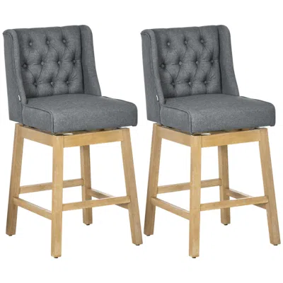 Streamdale Furniture Streamdale Gray Swivel Barstools (set Of 2) With Footrests