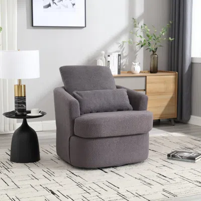 Streamdale Furniture Streamdale Gray Teddy Swivel Barrel Club Chair