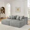 Streamdale Furniture Streamdale Gray Two-seater Lazy Sofa Lounge Chair, Velvet Fabric, No Assembly Required.