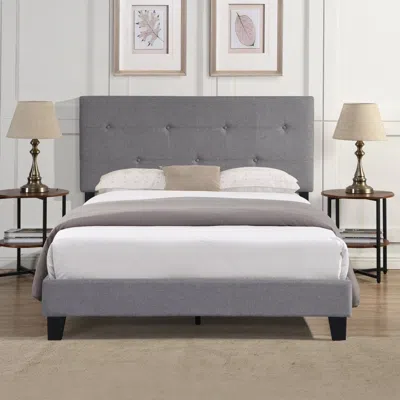 Streamdale Furniture Streamdale Gray Upholstered Platform Bed Frame, Easy Assembly
