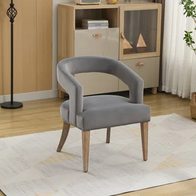 Streamdale Furniture Streamdale Gray Velvet Barrel Accent Chair