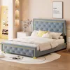 Streamdale Furniture Streamdale Gray Velvet Queen Bed W/ Pull Point Headboard