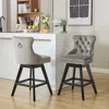 Streamdale Furniture Streamdale Gray Velvet Swivel Barstools, Button Tufted, Set Of 2
