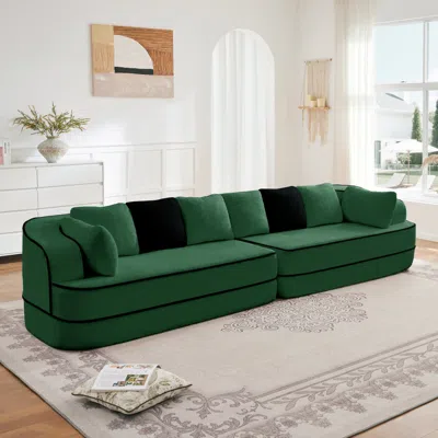 Streamdale Furniture Streamdale Green 4-seat Teddy Fabric Sofa With High Density Sponge - No Assembly Required