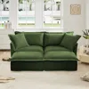 Streamdale Furniture Streamdale Green Chenille 2-seater Sofa With Ottomans & Sleeper