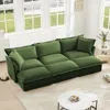 Streamdale Furniture Streamdale Green Chenille 3-seat Sofa With Ottomans