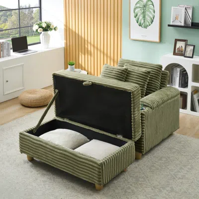 Streamdale Furniture Streamdale Green Corduroy Sofa Set W/ Storage