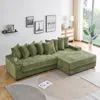 Streamdale Furniture Streamdale Green Corduroy Sofa W/ Cup Holders, Lockers & Reversible Chaise