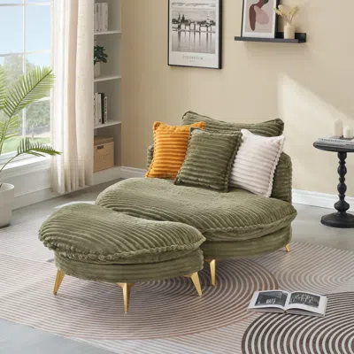 Streamdale Furniture Streamdale Green Corduroy Sofa With Pillows - 65