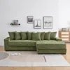 Streamdale Furniture Streamdale Green Flannelette Sofa W/ 8 Throw Pillows & Foot Design