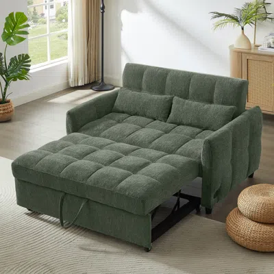 Streamdale Furniture Streamdale Green Loveseat Sofa Bed With Usb Ports & Pillows