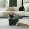Streamdale Furniture Streamdale Green Marble Coffee Table - Ø27.6" Natural Stone Living Room Table In Green