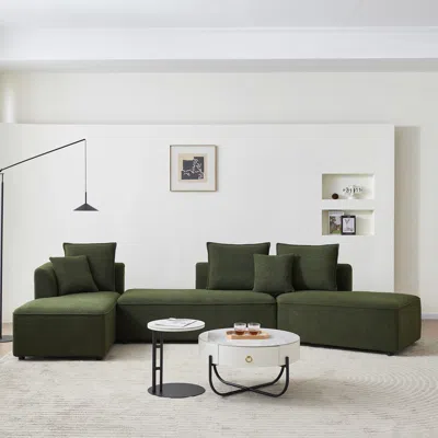 Streamdale Furniture Streamdale Green Modular Sectional Sofa With Chaise