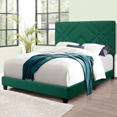Streamdale Furniture Streamdale Green Queen Size Bed Frame With Adjustable Headboard Super