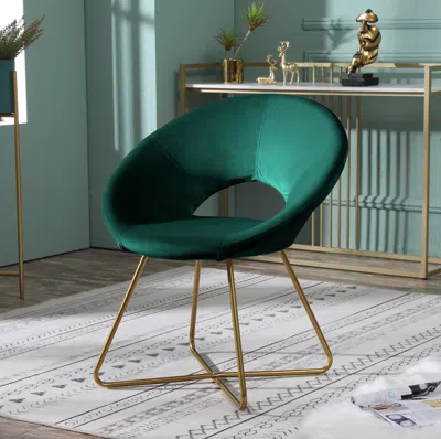 Streamdale Furniture Streamdale Green Silky Velvet Upholstered Accent Chair With Gold Tone Finished Base