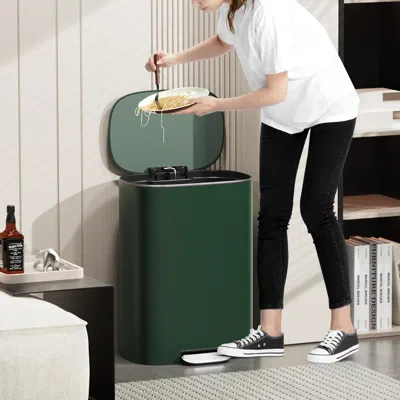 Streamdale Furniture Streamdale Green Stainless Steel Kitchen Trash Can - 13 Gallon Capacity