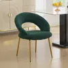 Streamdale Furniture Streamdale Green Teddy Fabric Dining Chairs With Gold Legs