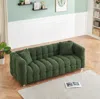 Streamdale Furniture Streamdale Green Teddy Fleece Sofa 80" With Throw Pillows & Support