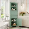 Streamdale Furniture Streamdale Green Triangle Corner Cabinet With Adjustable Shelves & Drawers In Green