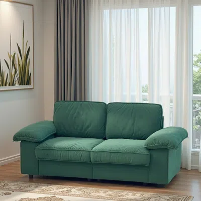 Streamdale Furniture Streamdale Green Velvet 79" Storage Loveseat - Modern Small Space Sofa
