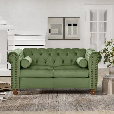 Streamdale Furniture Streamdale Green Velvet Love Seat Sofa