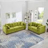 Streamdale Furniture Streamdale Green Velvet Sofa 2+3 Seater, Silver Nailhead Trim
