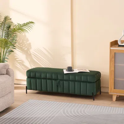 Streamdale Furniture Streamdale Green Velvet Storage Bench 49"