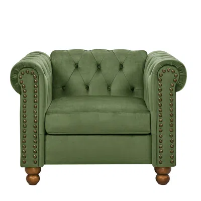 Streamdale Furniture Streamdale Green Velvet Tufted Sofa Settee