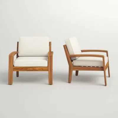 Streamdale Furniture Streamdale Grenada Club Chairs Acacia Wood And Sunbrella Cushions For Outdoor Comfort