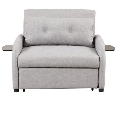 Streamdale Furniture Streamdale Grey 3-in-1 Sofa Sleeper With Usb And Wing Tables