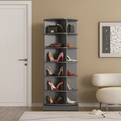 Streamdale Furniture Streamdale Grey 360 Rotating Shoe Cabinet 6 Layers