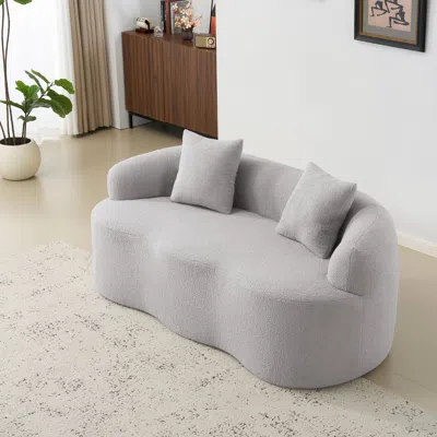 Streamdale Furniture Streamdale Grey Curved Loveseat Sofa, Small Space Couch With 2 Pillows In Gray