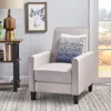 Streamdale Furniture Streamdale Grey Linen Push Back Chair For Elegant Home Decor