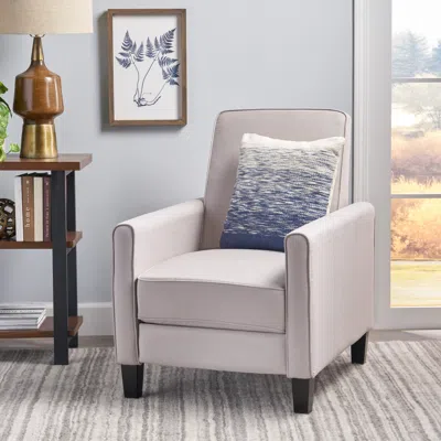 Streamdale Furniture Streamdale Grey Linen Push Back Chair For Elegant Home Decor