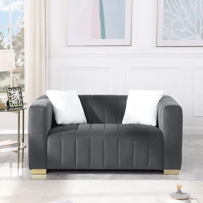 Streamdale Furniture Streamdale Grey Modern Chesterfield Loveseat