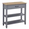 Streamdale Furniture Streamdale Grey Modern Sofa Console Table With Drawer And Shelves