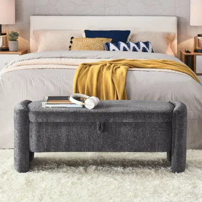 Streamdale Furniture Streamdale Grey Ottoman Storage Bench For Living Room