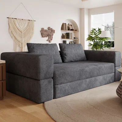 Streamdale Furniture Streamdale Grey Sofa Bed With Rectangle Pillow And Cushions