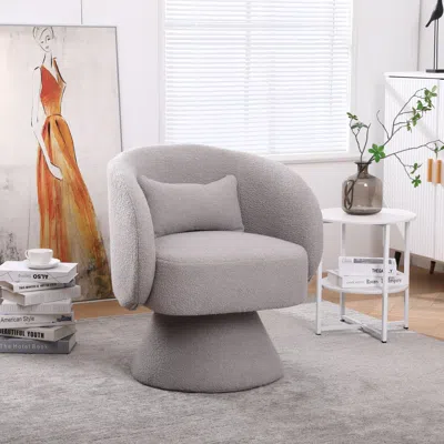 Streamdale Furniture Streamdale Grey Swivel Barrel Chair For Home In Gray