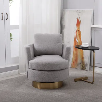 Streamdale Furniture Streamdale Grey Swivel Barrel Chair With Gold Base