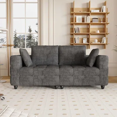 Streamdale Furniture Streamdale Grey Teddy Sofa Couch - 77" Loveseat