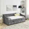 Streamdale Furniture Streamdale Grey Upholstered Twin Daybed With Drawers & Tufted Sofa