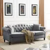 Streamdale Furniture Streamdale Grey Velvet Chesterfield Sofa With Tufted Couch