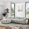 Streamdale Furniture Streamdale Grey Velvet L-shaped Sectional Sofa With Ottoman