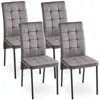 Streamdale Furniture Streamdale Grey Velvet Nordic Dining Chair With Black Legs (set Of 4)