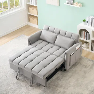 Streamdale Furniture Streamdale Grey Velvet Sofa Bed - Modern 3-in-1 Sleeper