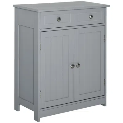 Streamdale Furniture Streamdale Grey Wooden Bathroom Floor Cabinet With 2 Doors And 2 Drawers In Gray
