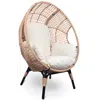 Streamdale Furniture Streamdale Grid Wicker Egg Chair Beige Cushion