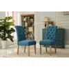 Streamdale Furniture Streamdale Habit Solid Wood Tufted Parsons Dining Chair, Set Of 2, Blue